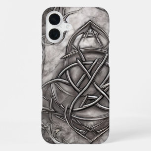 Triquetra Trinity Knot Silvery Pewter Faux Metal iPhone 16 Plus Case