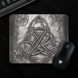 Triquetra Trinity Knot Silvery Pewter Faux Metal Mouse Pad
