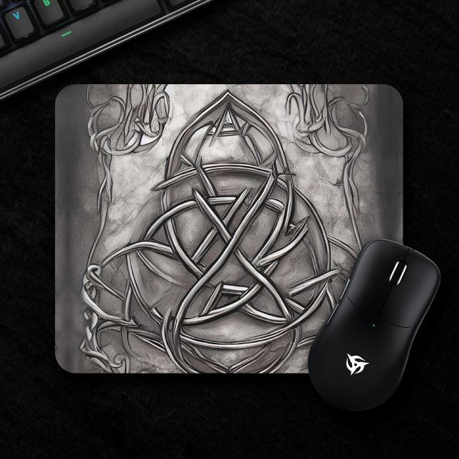 Triquetra Trinity Knot Silvery Pewter Faux Metal Mouse Pad (Creator Uploaded)
