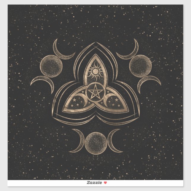 Triquetra Triple Moon Ornament with Pentagram (Sheet)