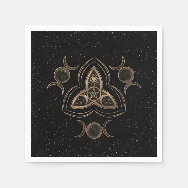 Triquetra Triple Moon Ornament with Pentagram Napkin (Front)