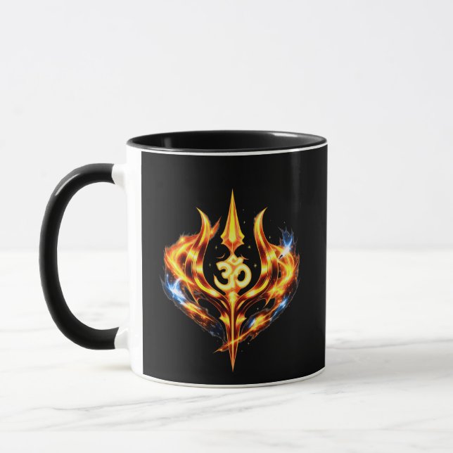 Trishul Om Power Core Spiritual Symbol Mug (Left)