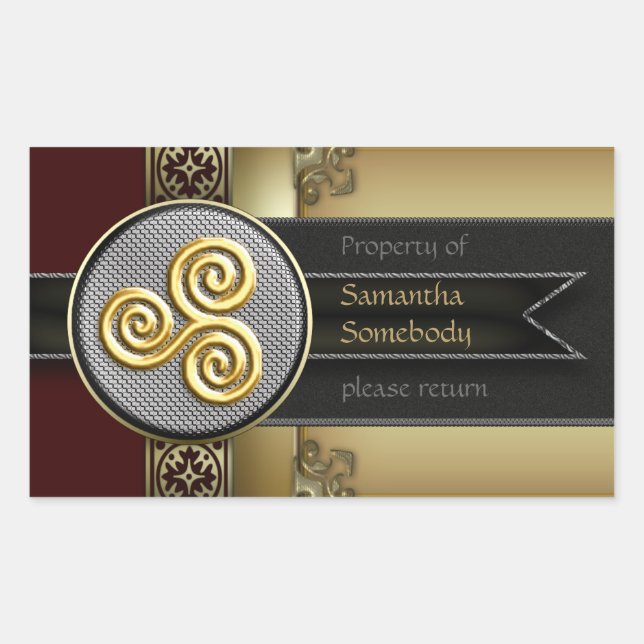 Triskele Decorative Bookplate Sticker (Front)