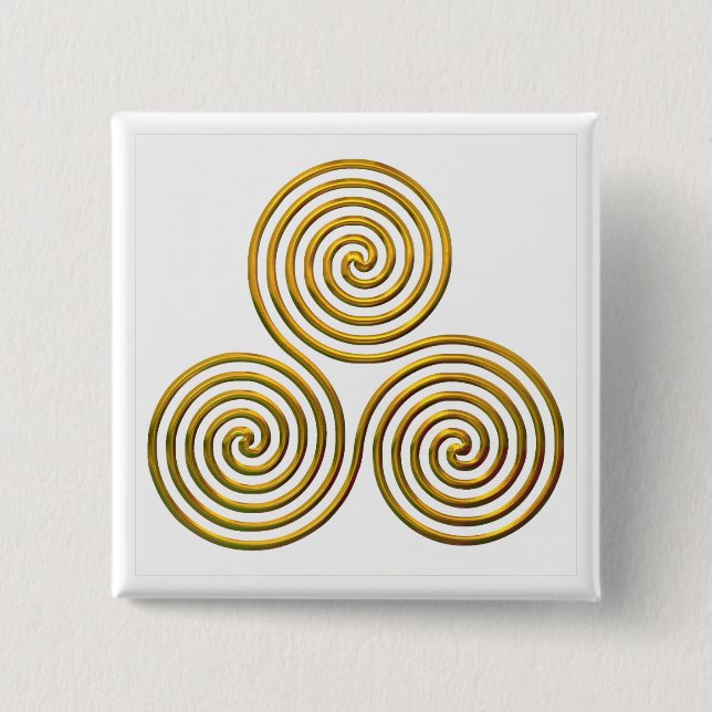 Triskele-gold 2 Inch Square Button (Front)