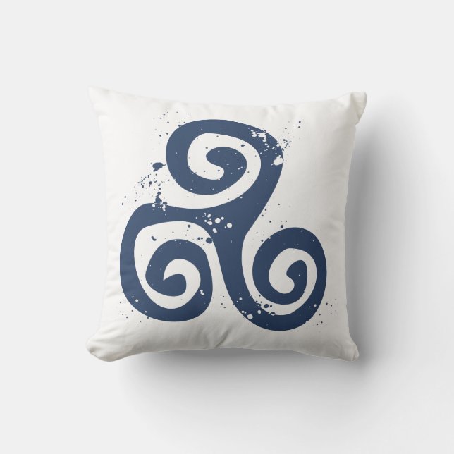 Triskele Irish or Breton Celtic Symbol Throw Pillow (Front)