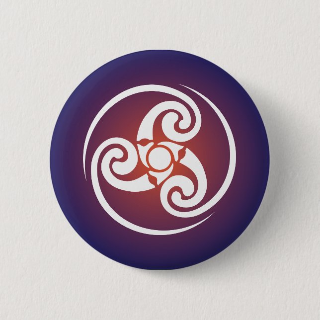 Triskele, Triple Spiral, Triskelion Symbol Celtic 2 Inch Round Button (Front)