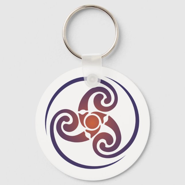 Triskele, Triple Spiral, Triskelion Symbol Celtic Keychain (Front)