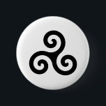 Triskelion 2 Inch Round Button<br><div class="desc">Spiral Triskelion symbol in black and white.</div>