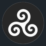 Triskelion Classic Round Sticker<br><div class="desc">Spiral Triskelion symbol in black and white.</div>