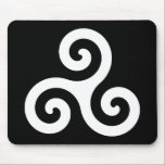 Triskelion Mouse Pad<br><div class="desc">Spiral Triskelion symbol in black and white.</div>
