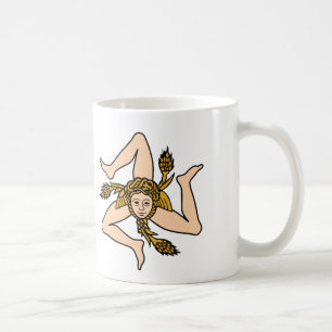 Triskelion sicilien avec la tasse de café de cart