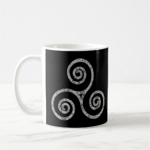 Triskelion, Triskeles (Vintage Grey) Celtic Symbol Coffee Mug