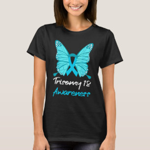 Trisomy 18 Awareness Butterfly Support Light Blue  T-Shirt