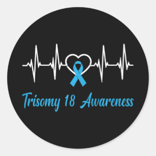 Trisomy 18 Awareness Light Blue Ribbon Love Heartb Classic Round Sticker