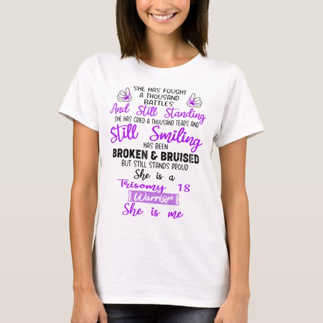 Trisomy 18 Awareness Ribbon Support Gifts T-Shirt (Front)