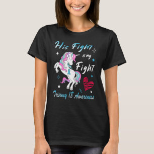 Trisomy 18 Awareness Unicorn Support Light Blue Ri T-Shirt