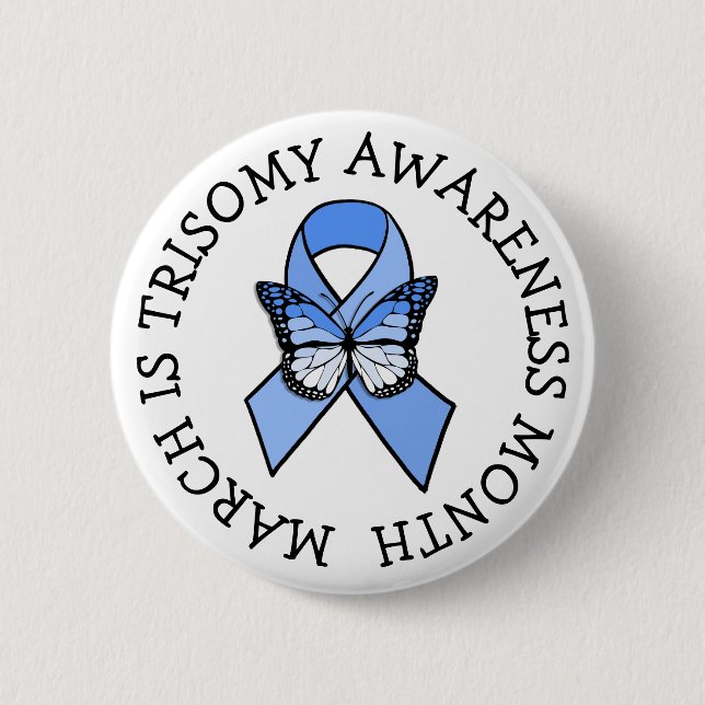 Trisomy Awareness Ribbon Button (Front)