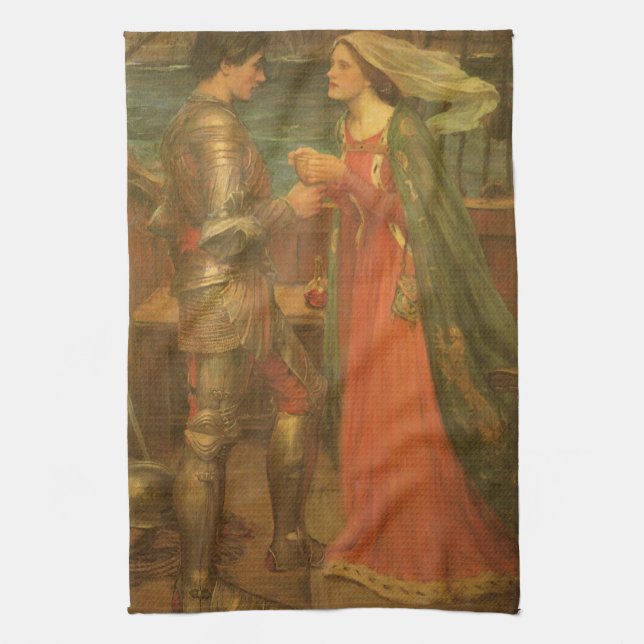 Tristan and Isolde by John William Waterhouse Kitchen Towel (Vertical)