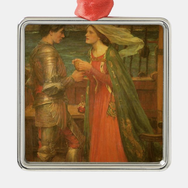 Tristan and Isolde by John William Waterhouse Metal Ornament (Front)