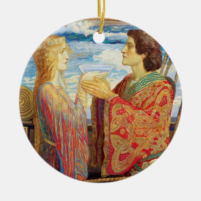 Tristan and Isolde, c. 1912 by John Duncan Ceramic Ornament (Front)