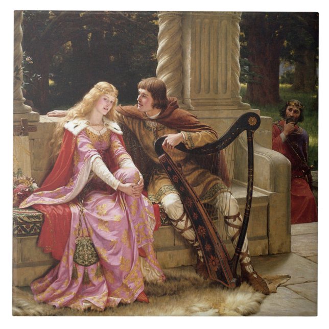 Tristan and Isolde (Medieval Romance) Vintage Art Tile (Front)