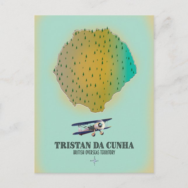 Tristan da Cunha British Overseas Territory map Postcard (Front)