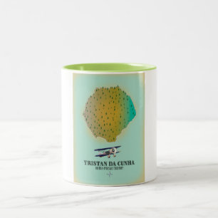 Tristan da Cunha British Overseas Territory map Two-Tone Coffee Mug