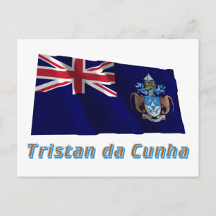 Tristan da Cunha Waving Flag with Name Postcard
