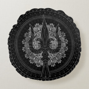 Trisula  -Trident of Shiva Round Pillow