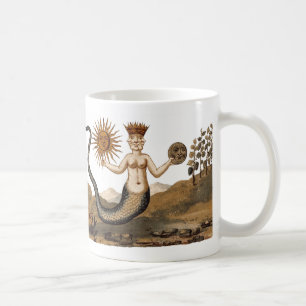 Triton avec Sun et tasse de café de lune