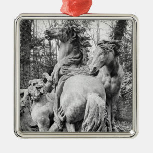 Tritons grooming two horses of the sun metal ornament