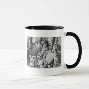 Tritons grooming two horses of the sun mug