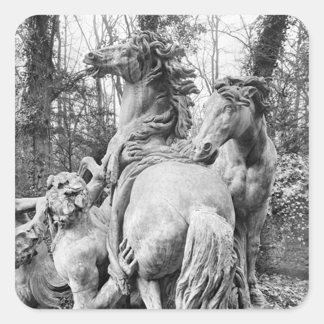 Tritons grooming two horses of the sun square sticker (Front)