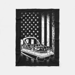 Tritoon Boat Boating - American Tritoon Captain  Fleece Blanket