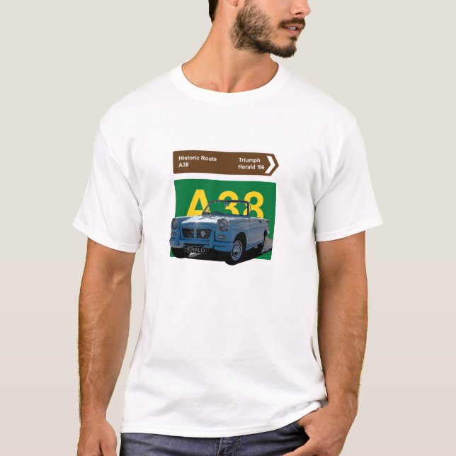 Triumph Herald 1966. British. Historic Route A38 T-Shirt (Front)
