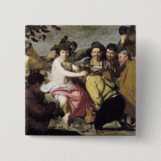 Triumph of Bacchus, 1628 2 Inch Square Button (Front)