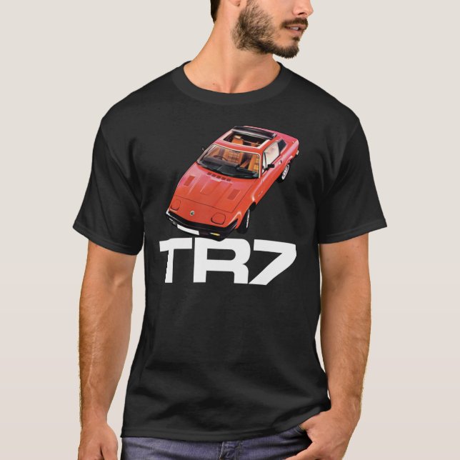 Triumph TR7 - Rouge avec logo blanc T-shirt classi (Devant)