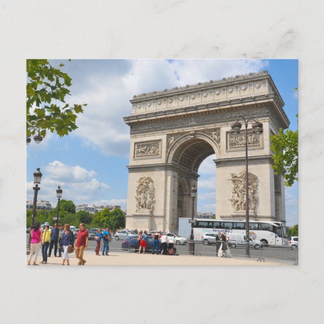 Triumphal Arch on Champs Elysees boulevard in Pari Postcard (Front)
