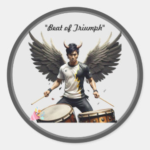 "Triumphant Winged Rhythm" Classic Round Sticker