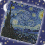 TRIVET - "Starry Night" - Vincent van Gogh<br><div class="desc">An image of "Starry Night" (1889) by Vincent van Gogh is featured on this square marble stone Trivet. ►The image cannot be removed or replaced. ►Customize/personalize by adding custom text in your choice of font (style, colour, size), or an additional image or a logo. Makes a colourful and interesting gift....</div>
