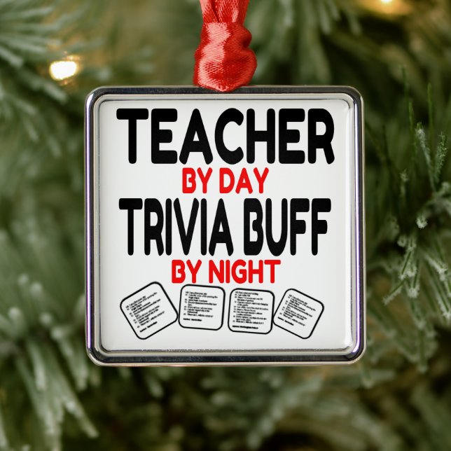 Trivia Buff Teacher Metal Ornament (Tree)