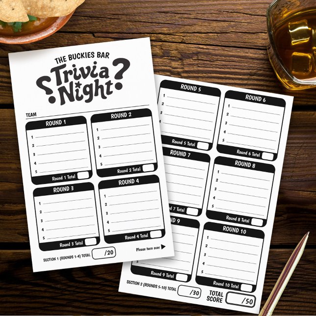 Trivia gaming 50 questions answer sheets mono flyer (Creator Uploaded)