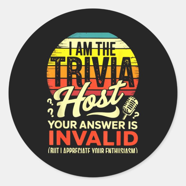 Trivia Host Host Trivia Night Classic Round Sticker (Front)