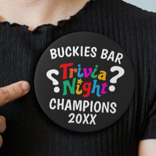 Trivia Night game night colourful fun quiz award 6 Inch Round Button