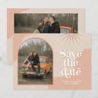 TRIXIE Blush Retro Arched Photo Save the Date