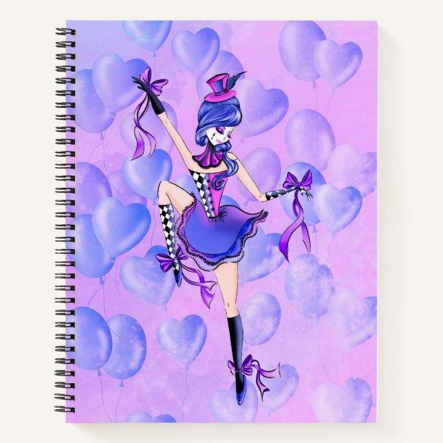 Trixie Cute Ballerina Blue Balloons  Notebook (Front)