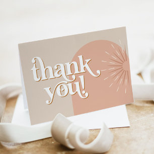 TRIXIE Retro Groovy Pink & Beige Sunburst Thank You Card