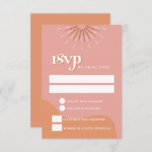 TRIXIE Retro Pink and Orange 70's RSVP Postcard<br><div class="desc">This rsvp card features a groovy retro themed font and funky pink and orange colour combination with a vertical orientation. Easily edit *most* wording and use this response card for any occasion or event. This response card includes an optional postcard backside for easy, hassle-free mailing. If you choose to remove...</div>