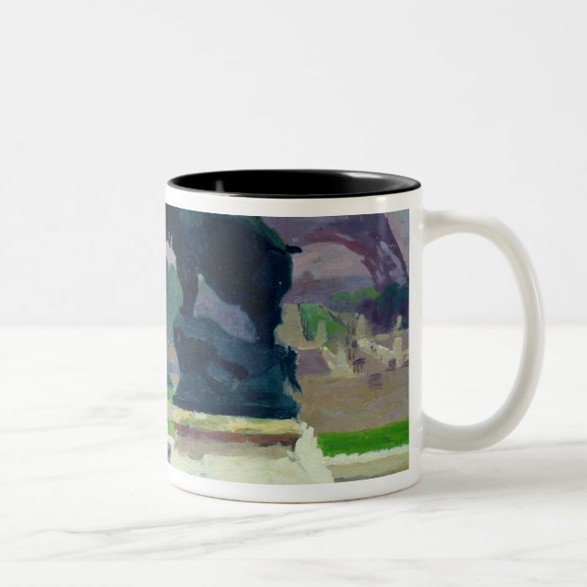 Trocadero Gardens and Rhinoceros by Jacquemart Two-Tone Coffee Mug (Right)