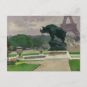 Trocadero Gardens and the Rhinoceros by Jacquemart Postcard